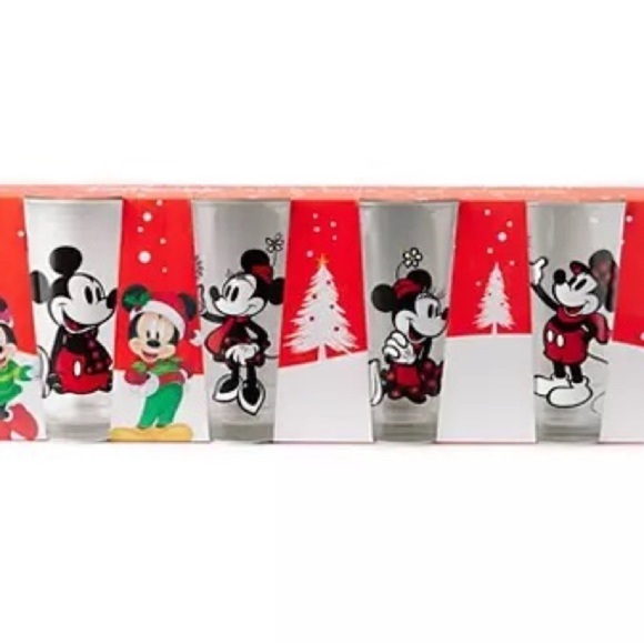 New Holiday Farmhouse Red & Black Mickey & Minnie Plaid 16-Oz. Glasses, Set of 4 - Picture 4 of 5